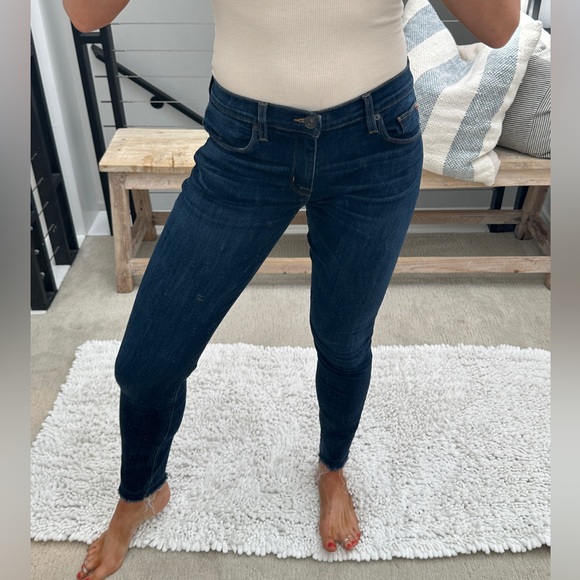 Hudson Jeans Denim - Hudson Natalie midrise skinny frayed ankle blue washed denim Jean designer 27